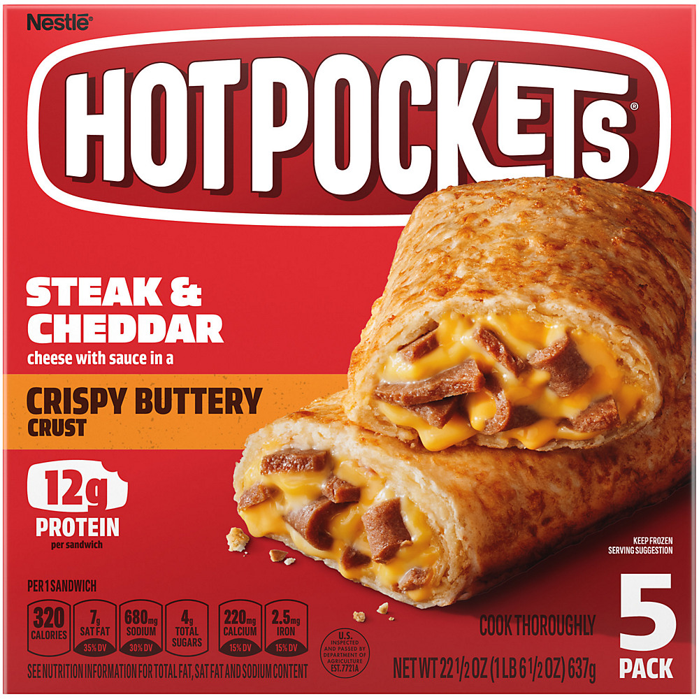 Calories in Hot Pockets High Protein Steak & Cheddar Frozen Sandwiches, 5 ct
