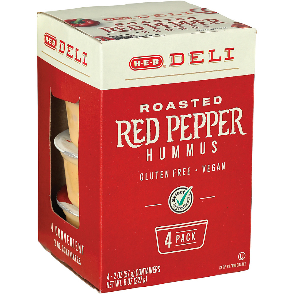 Calories in H-E-B Select Ingredients Delicatessen Roasted Red Pepper Hummus Snack Pack 4 ct, 2 oz