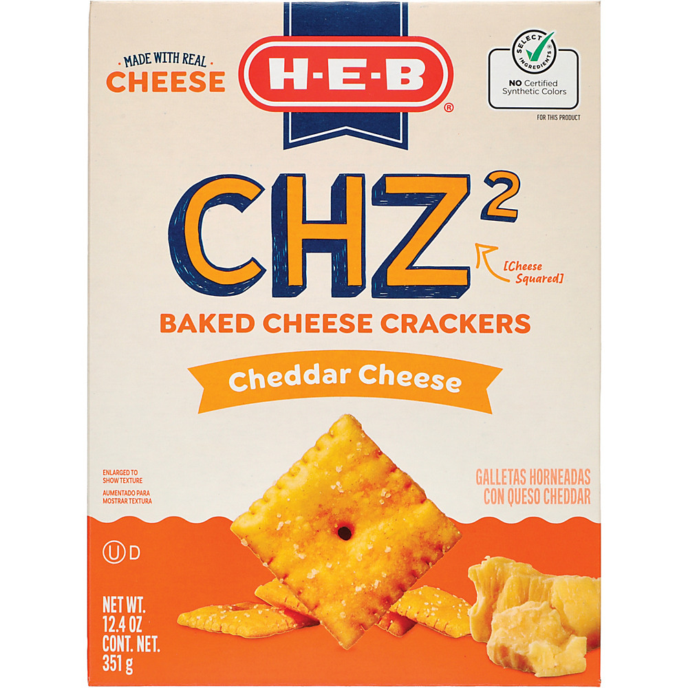 Calories in H-E-B Select Ingredients CHZ2 Baked Cheese Crackers, 12.4 oz