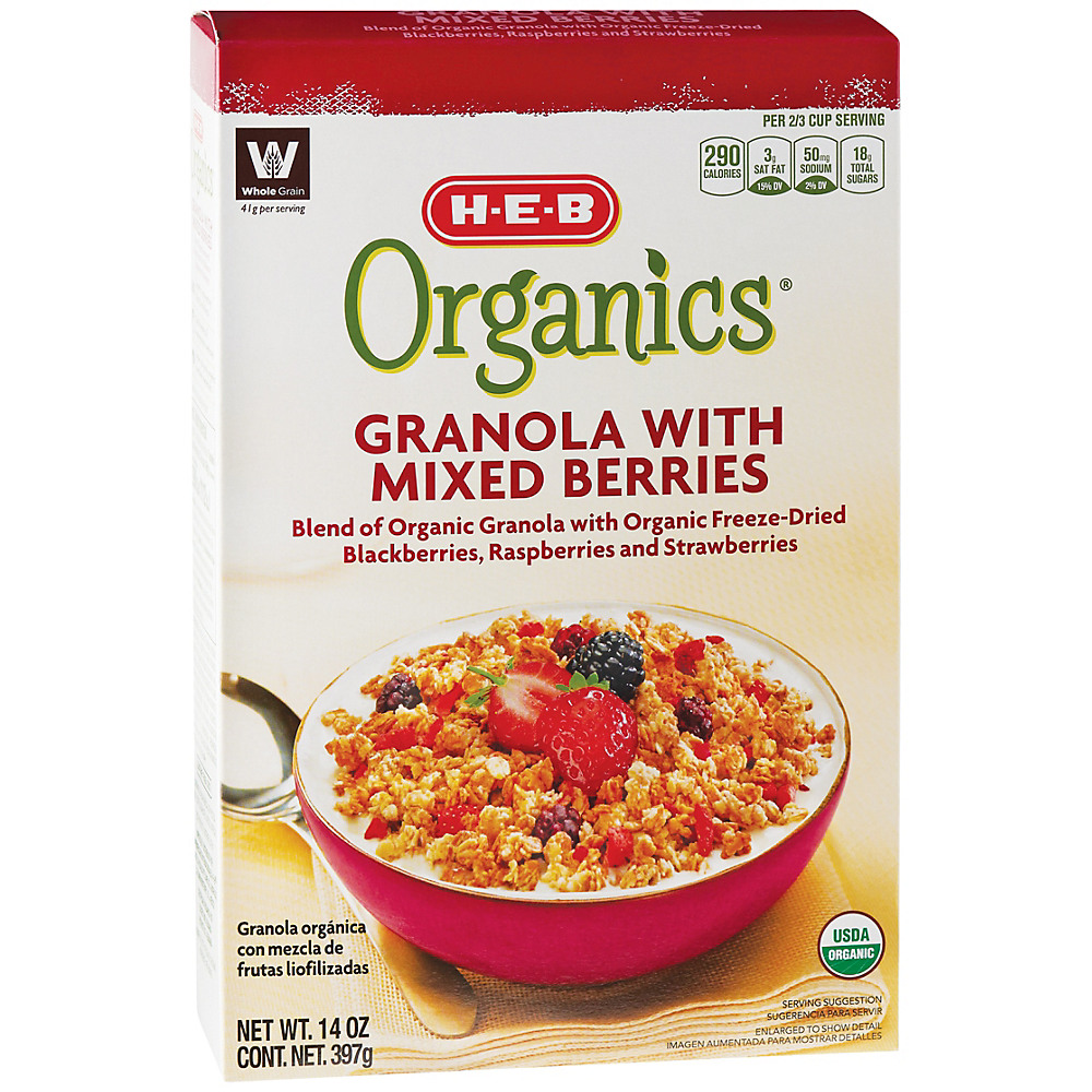 Calories in H-E-B Organic Granola with Mixed Berries, 14 oz