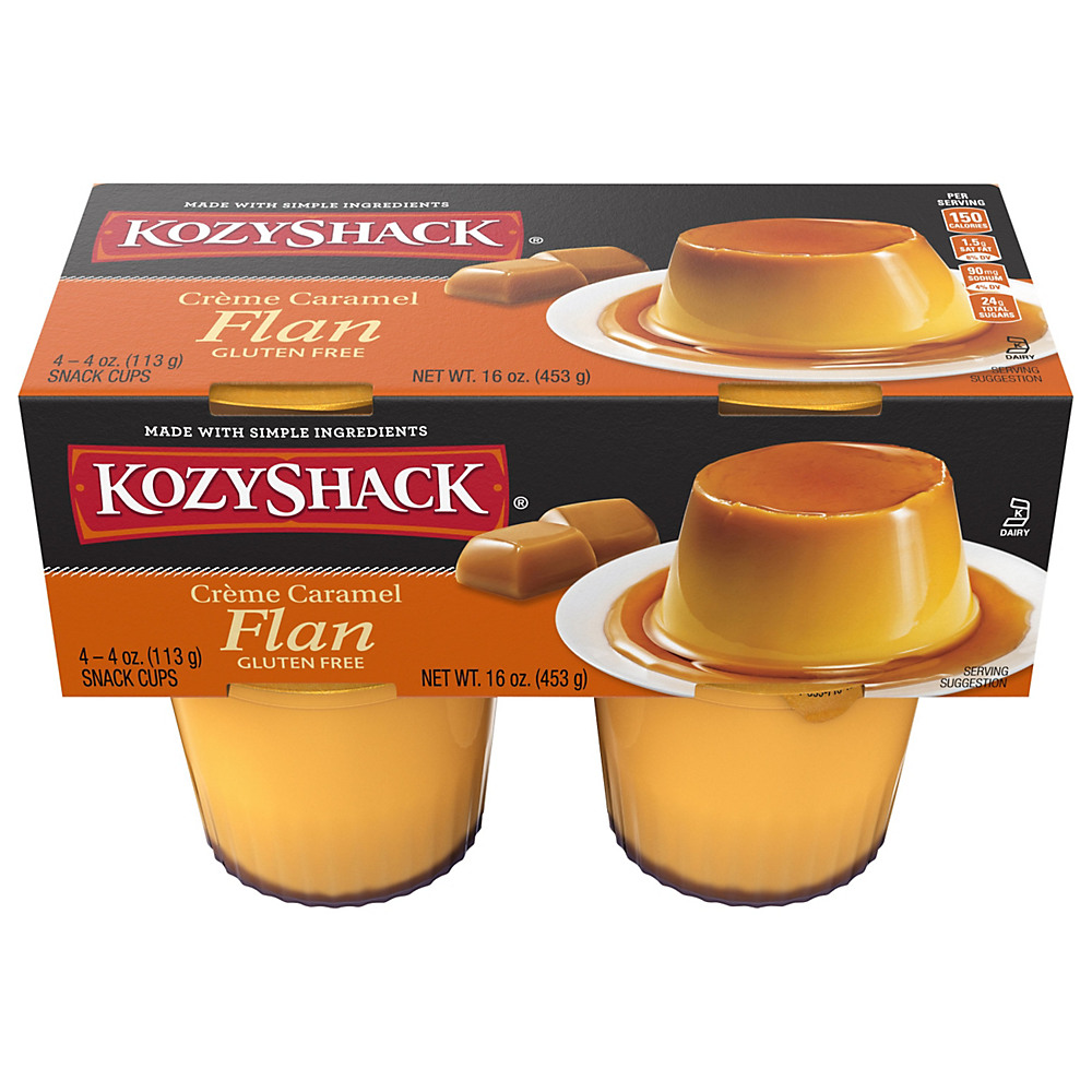 Calories in Kozy Shack Gluten Free Creme Caramel Flan Snack Cups, 4 ct