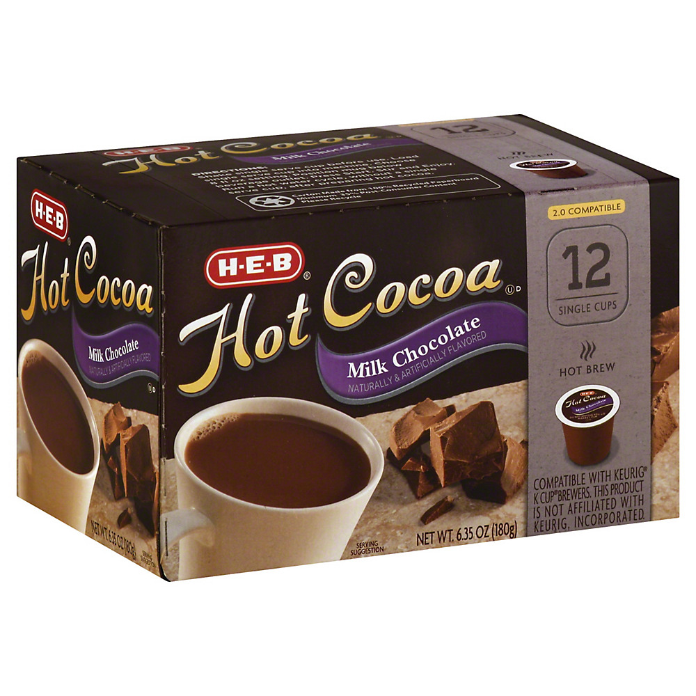Calories in H-E-B Milk Chocolate Cocoa Single Serve Cups, 12 ct