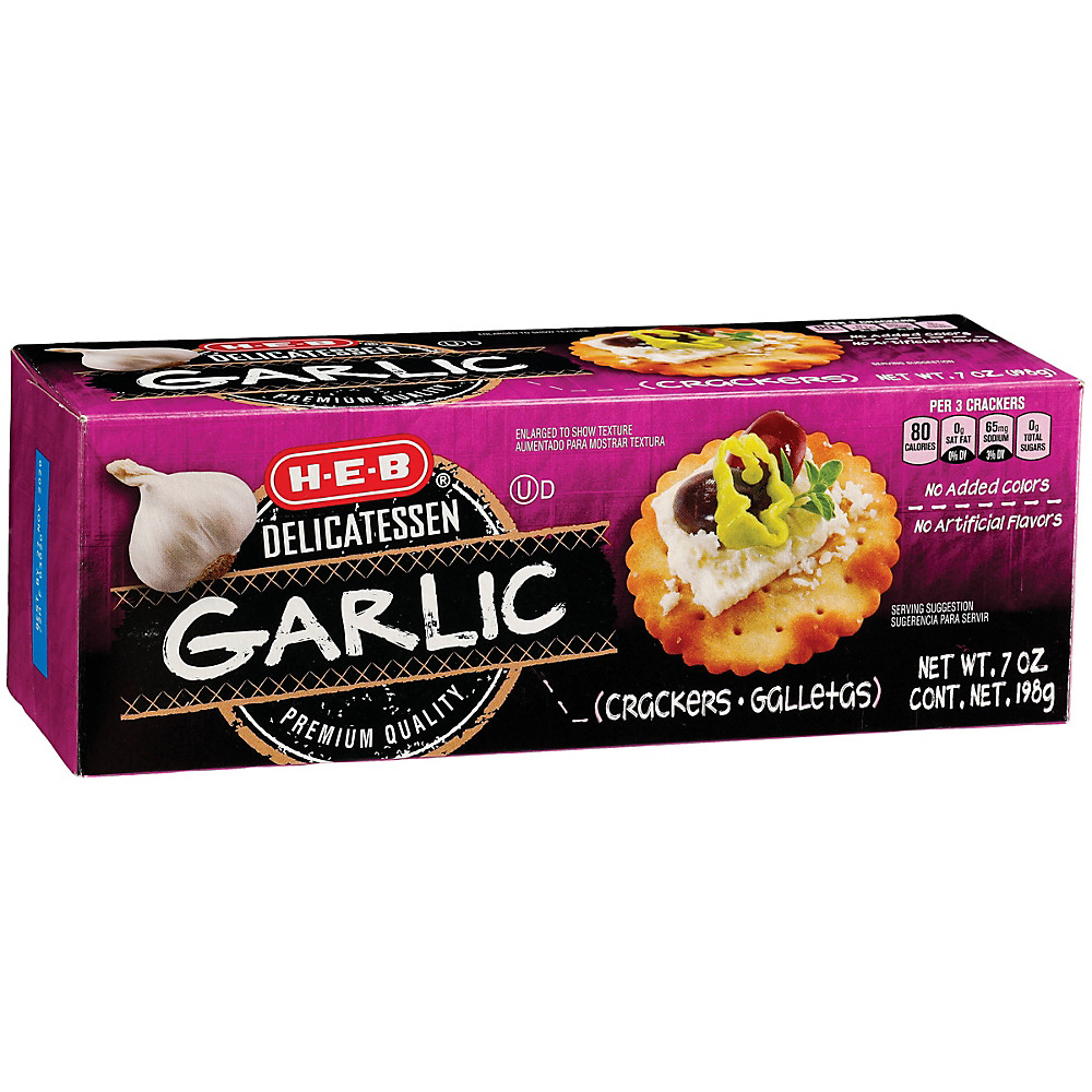Calories in H-E-B Delicatessen Garlic Crackers, 7 oz
