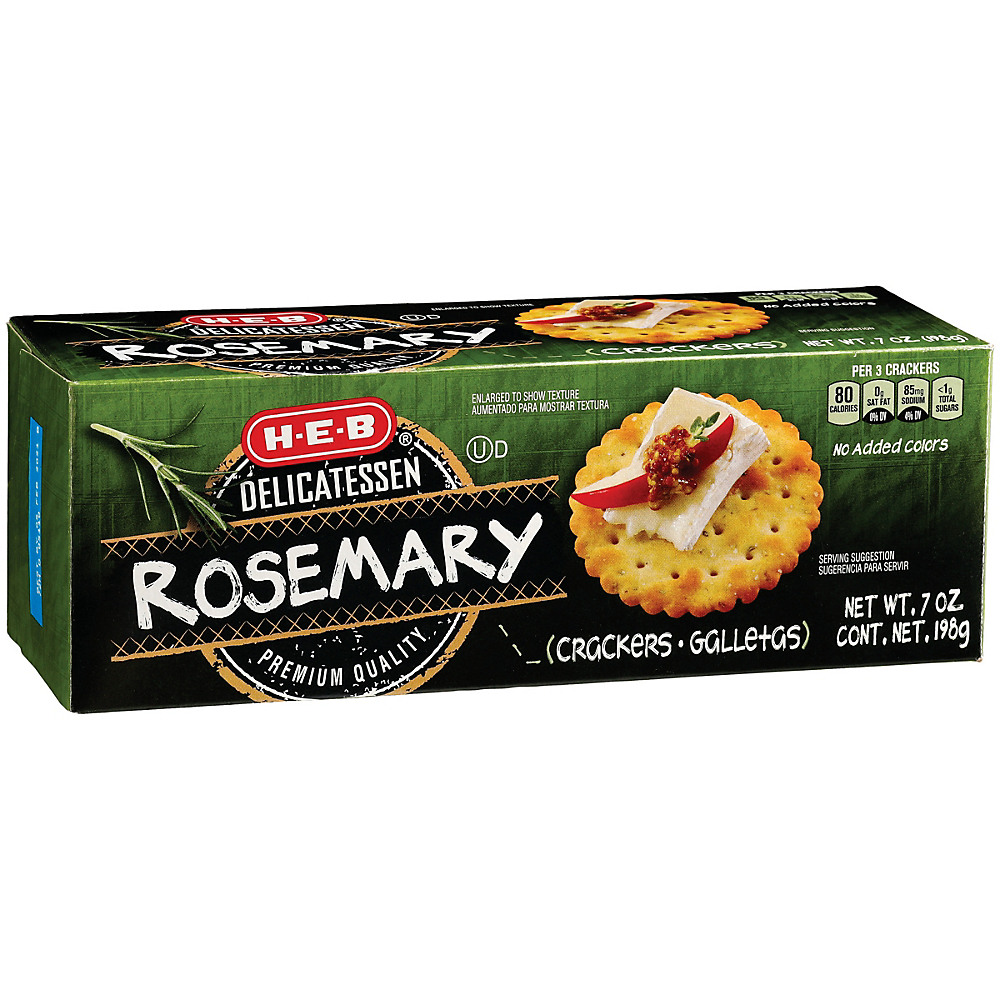Calories in H-E-B Delicatessen Rosemary Crackers, 7 oz