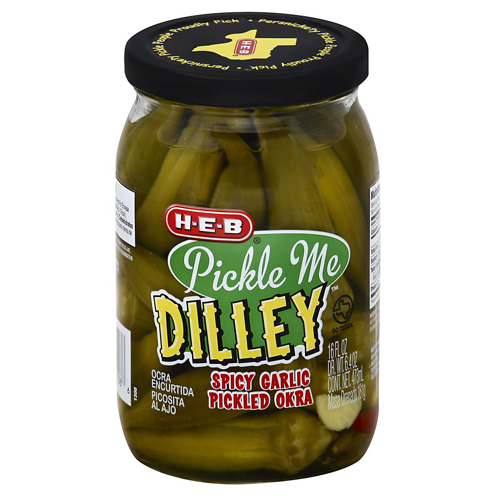 Calories in H-E-B Pickle Me Dilley Spicy Garlic Pickled Okra, 16 oz