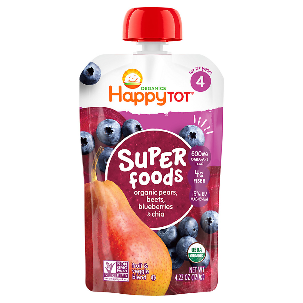 Calories in Happy Tot Organics Superfoods Pears, Blueberries & Beets, 4.22 oz