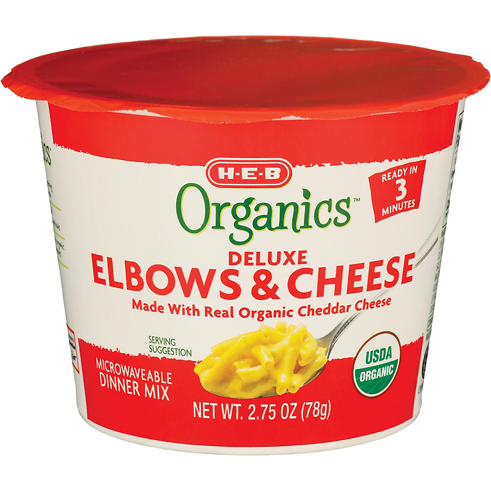 Calories in H-E-B Organics Deluxe Macaroni Elbows & Cheese Cup, 2.75 oz