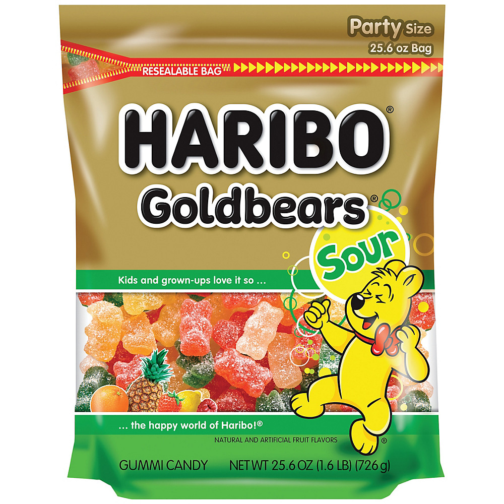 Calories in Haribo Sour Gold Bears Gummi Candy Resealable Bag, 25.6 oz