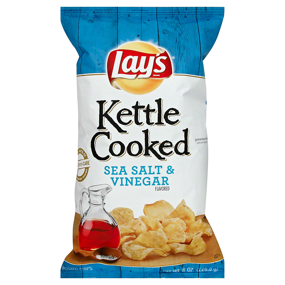Calories in Lay's Kettle Cooked Sea Salt & Vinegar Potato Chips, 8 oz
