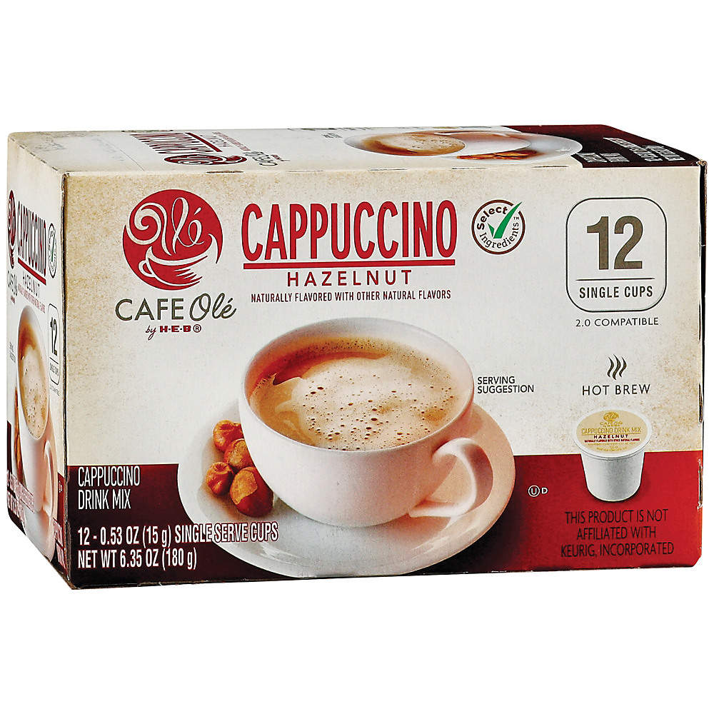 Calories in Cafe Ole by H-E-B Hazelnut Cappuccino Single Serve Coffee Cups, 12 ct