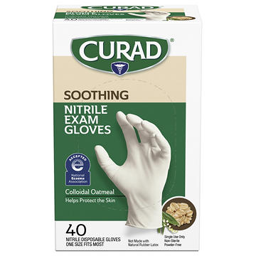 Curad Naturals Soothing Nitrile Exam Gloves - Colloidal Oatmeal, 40 ct