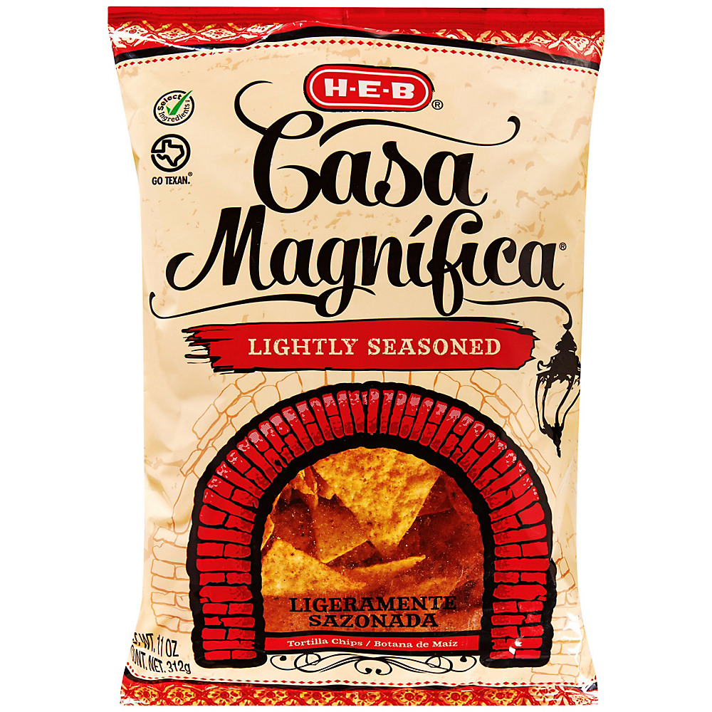 Calories in H-E-B Casa Magnifica Lightly Seasoned Tortilla Chips, 11 oz