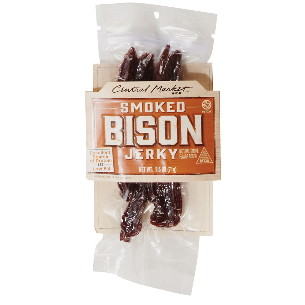 Calories in Central Market Smoked Bison Jerky, 2.5 oz