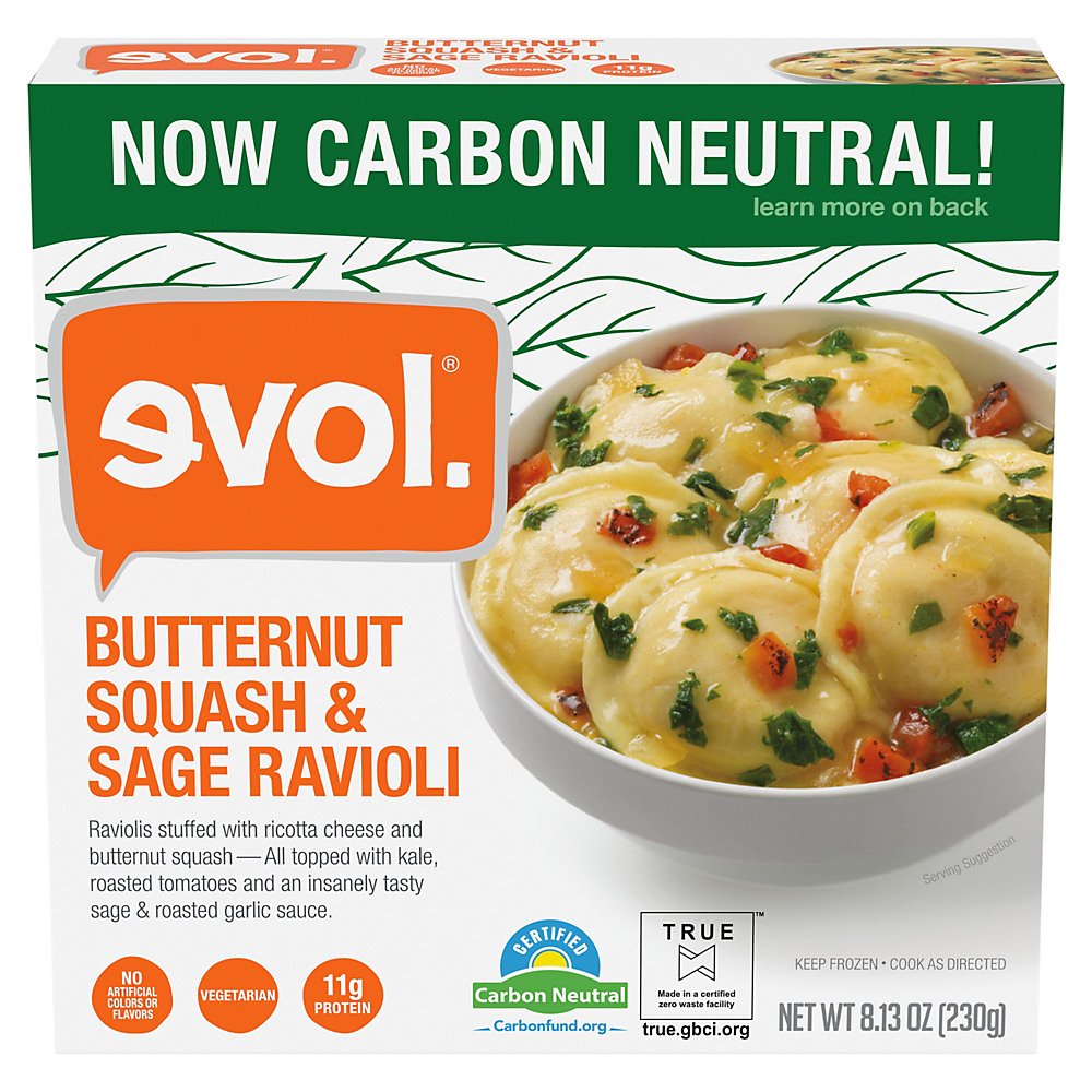 Calories in Evol Butternut Squash & Sage Ravioli, 8.13 oz