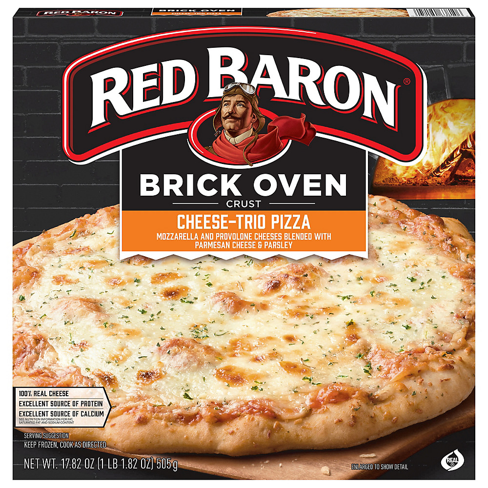 Calories in Red Baron Brick Oven Crust Cheese Trio Pizza, 19.86 oz