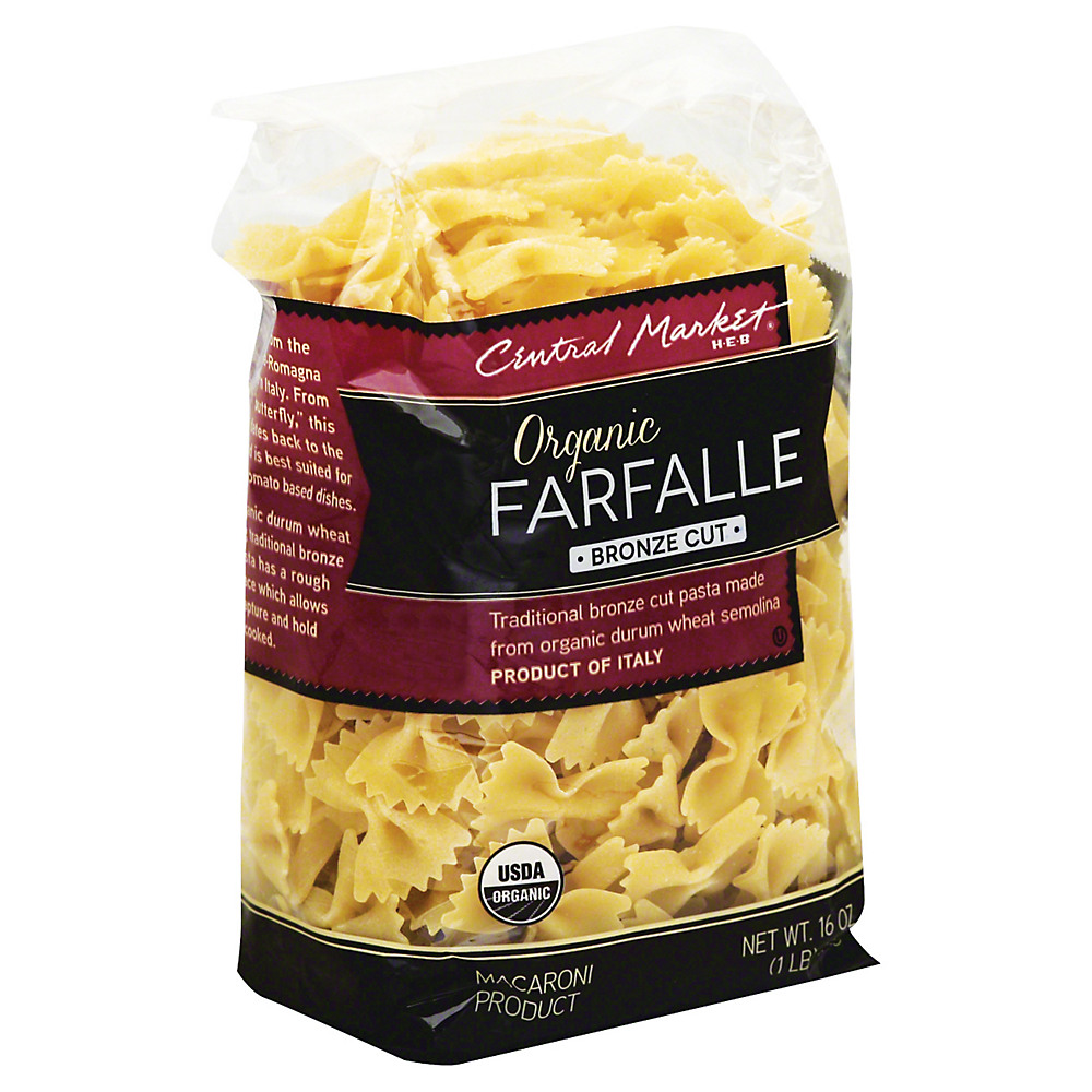 Calories in Central Market Organic Farfalle Bronze Cut Pasta, 16 oz