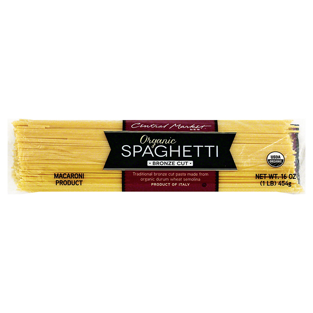 Calories in Central Market Organic Spaghetti Bronze Cut Pasta, 16 oz