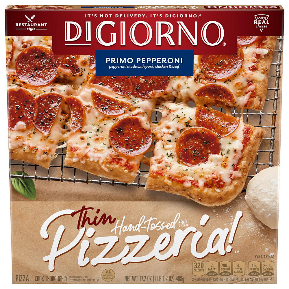Calories in DiGiorno Pizzeria! Hand-Tossed Thin Crust Primo Pepperoni Frozen Pizza, 17.2 oz