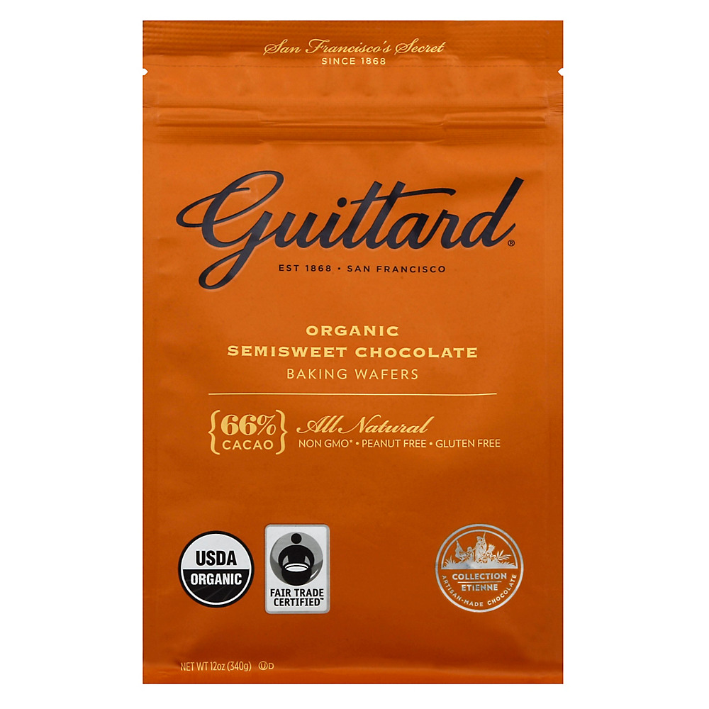 Calories in Guittard 66% Cacao Organic Semisweet Chocolate Baking Wafers, 12 oz