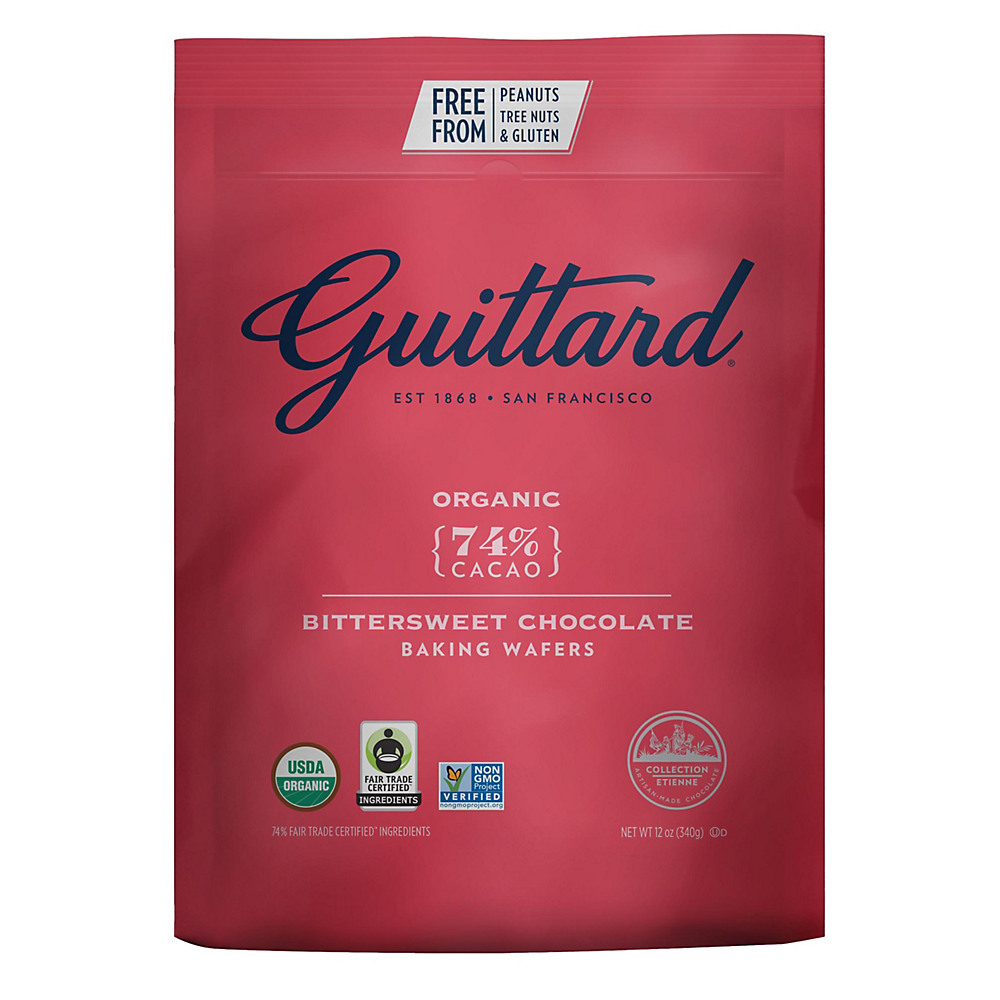Calories in Guittard 74% Cacao Organic Bittersweet Chocolate Baking Wafers, 12 oz