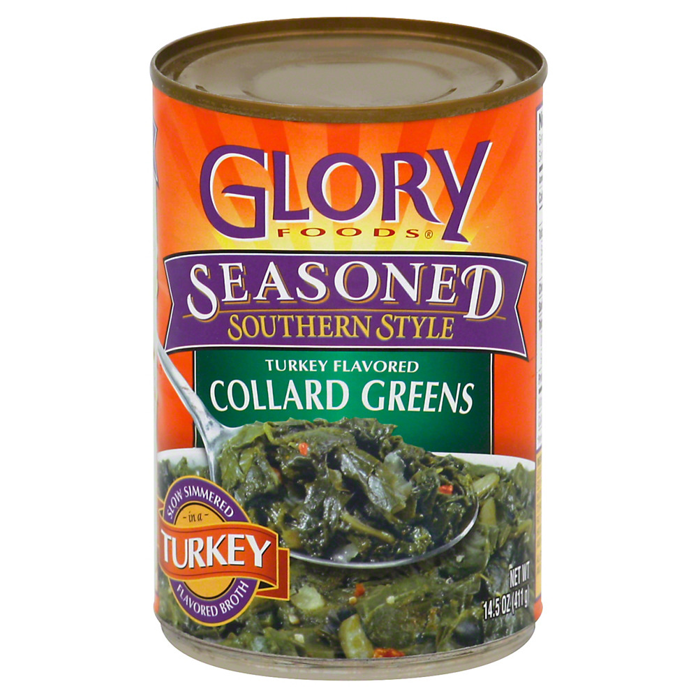 Calories in Glory Foods Seasoned Southern Style Smoked Turkey Collard Greens, 14.5 oz