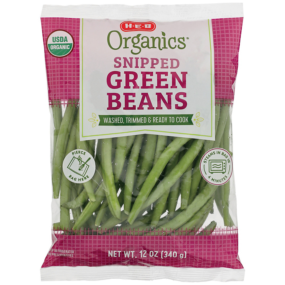 Calories in H-E-B Organics Snipped Green Beans, 12 oz