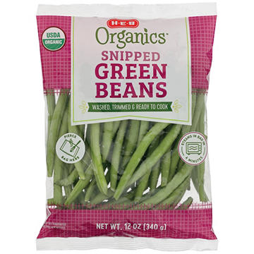 H-E-B Organics Fresh Steamable Snipped Green Beans, 12 oz