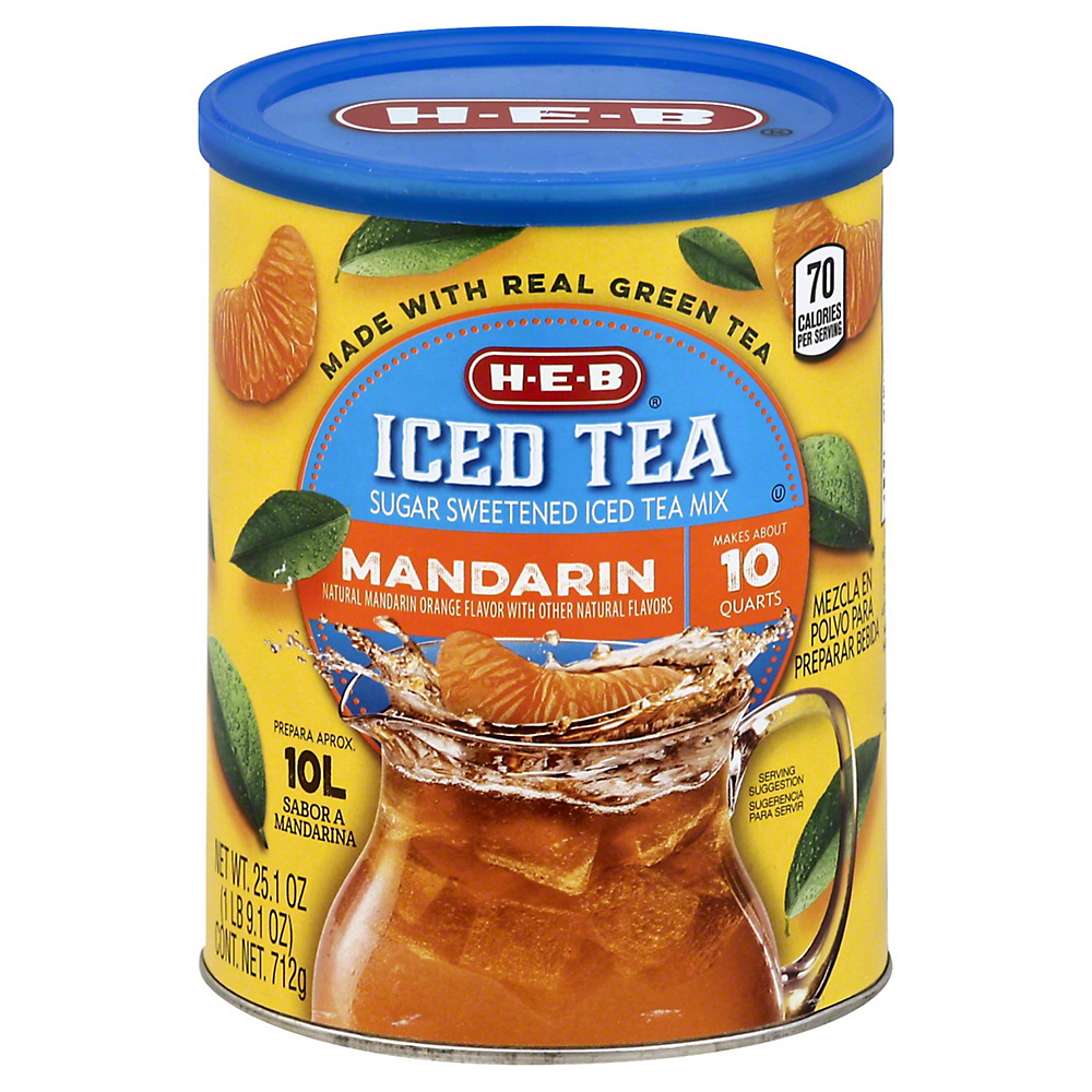 Calories in H-E-B Select Ingredient Mandarin Sugar Sweetened Iced Tea Mix, 25.1 oz