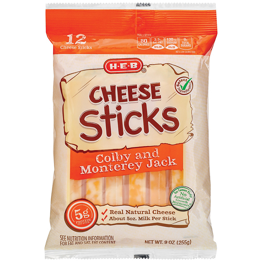 Calories in H-E-B Select Ingredients Colby and Monterey Jack Cheese Sticks, 12 ct
