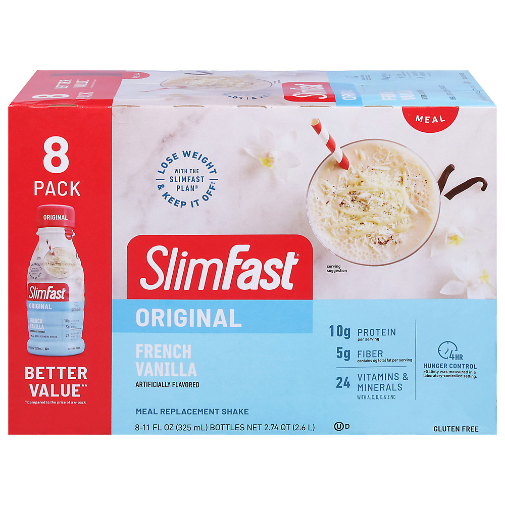 Calories in SlimFast Meal Replacement Shakes, French Vanilla, 8 pk