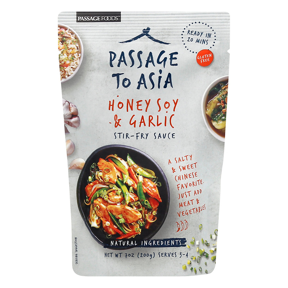 Calories in Passage Foods Honey Soy & Garlic Stir Fry Sauce, 7 oz