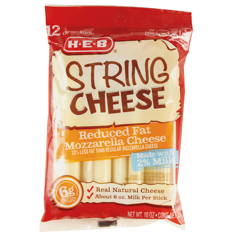 Calories in H-E-B Reduced Fat Mozzarella String Cheese, 12 ct