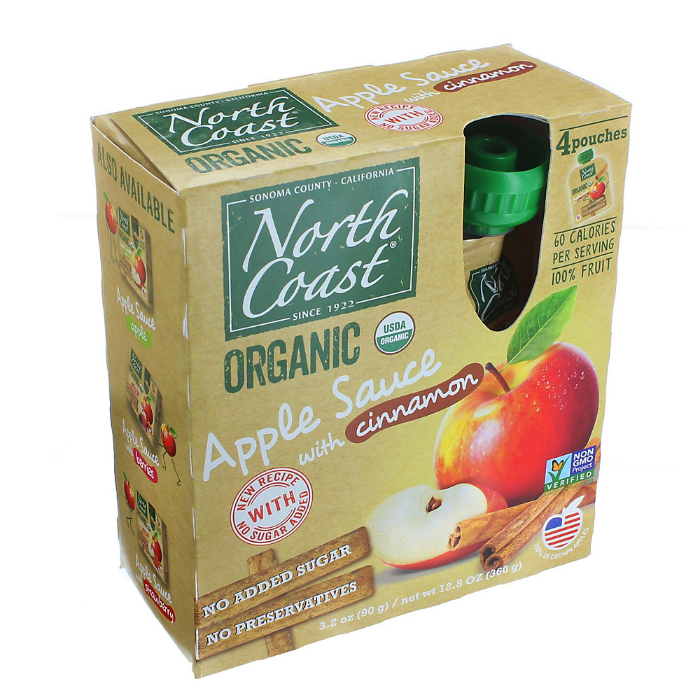 Calories in North Coast Organic Apple Sauce with Cinnamon Pouches, 4 ct