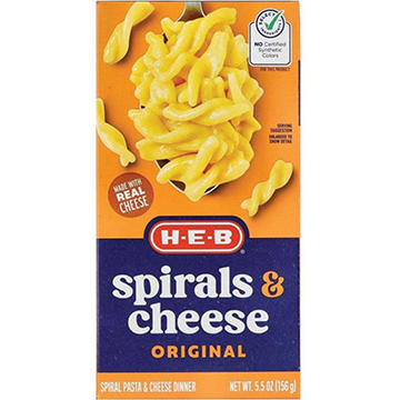 H-E-B Macaroni And Cheese Spirals, 5.5 oz