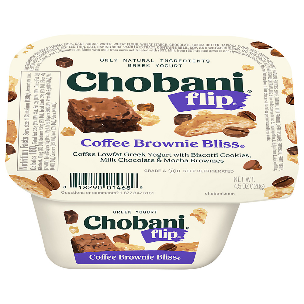 Calories in Chobani Flip Low-Fat Coffee Brownie Bliss Greek Yogurt, 5.3 oz