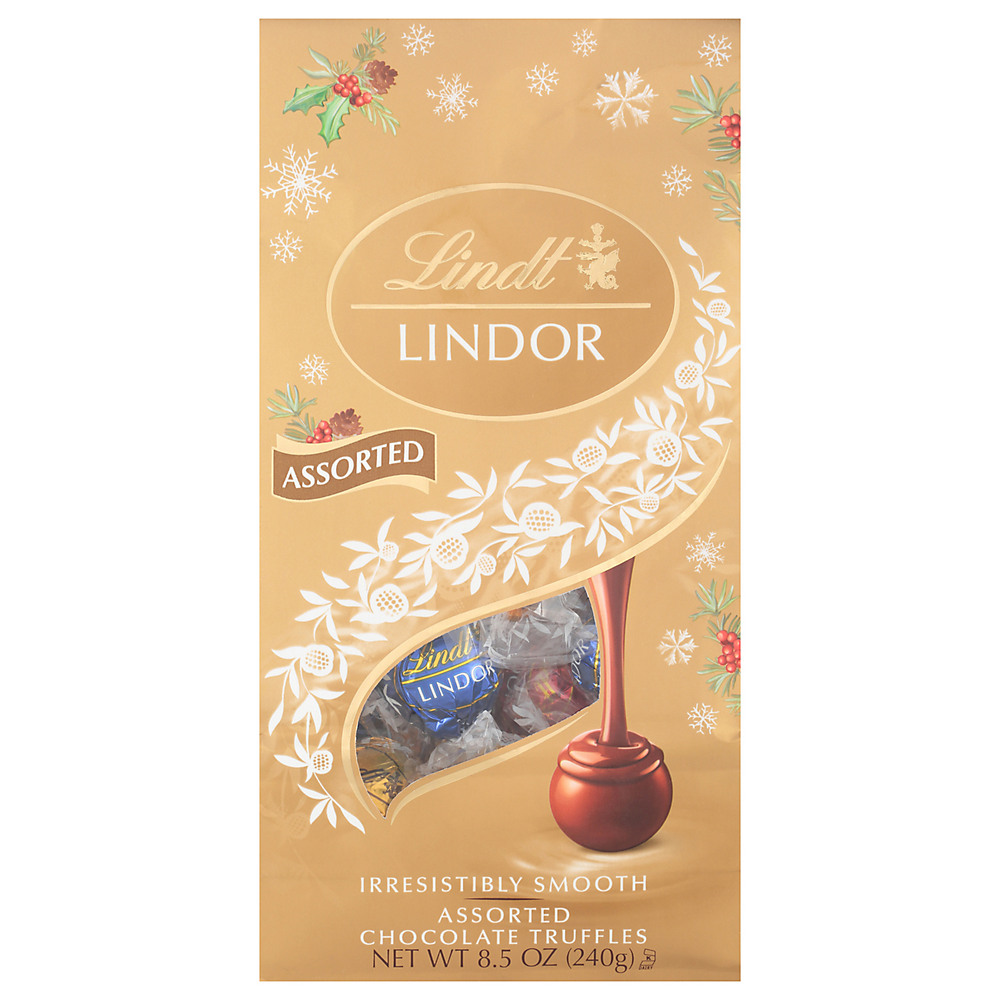 Calories in Lindt Lindor Assorted Chocolate Truffles Holiday Bag, 8.5 oz