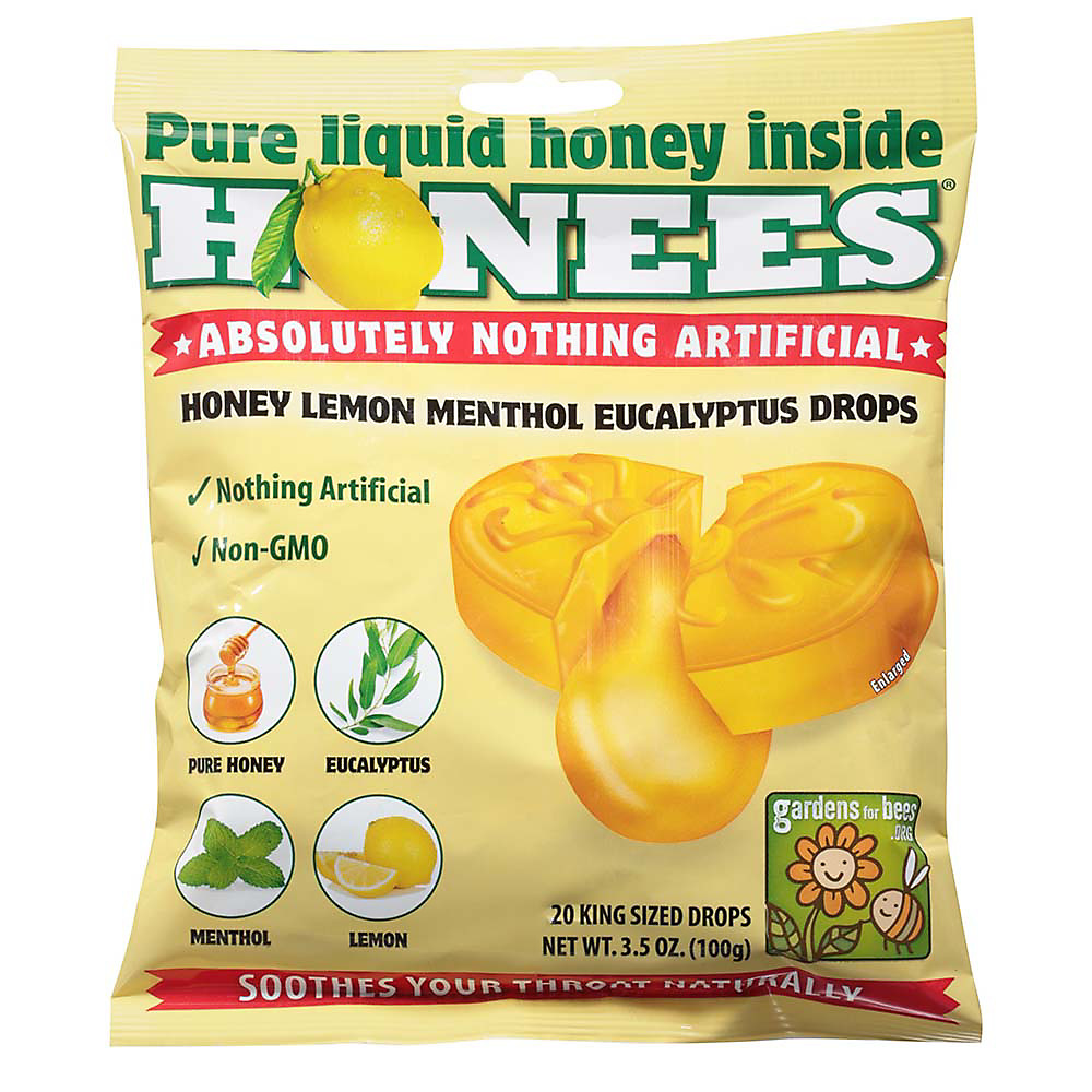 Calories in Honees Honey Lemon Menthol Cough Drops, 20 ct