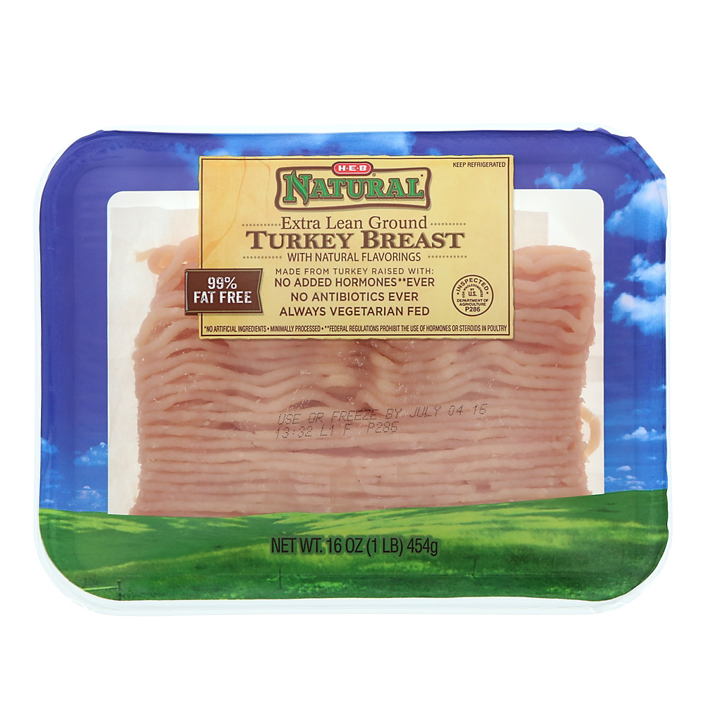 Calories in H-E-B Natural Extra Lean Ground Turkey Breast, 99% Lean, 16 oz