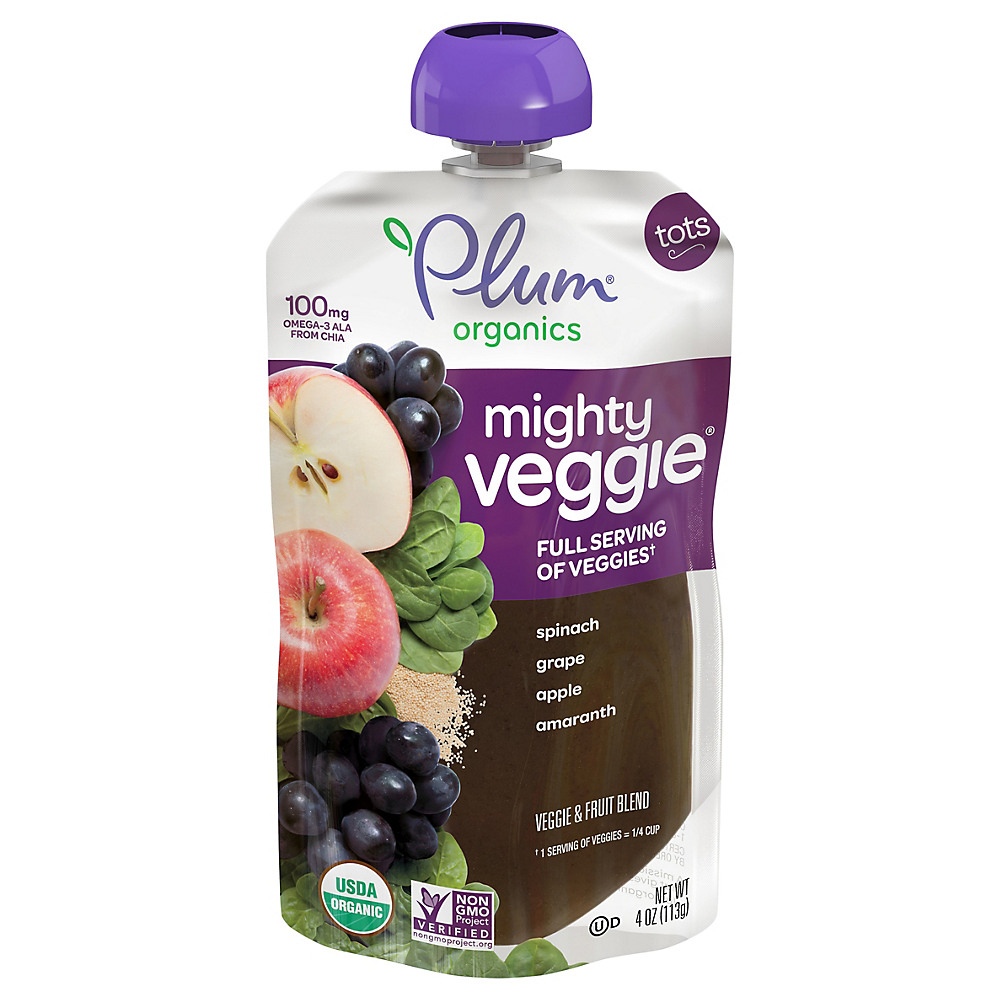 Calories in Plum Organics Mighty Veggie Spinach Parsnip Grape Amaranth, 4 oz