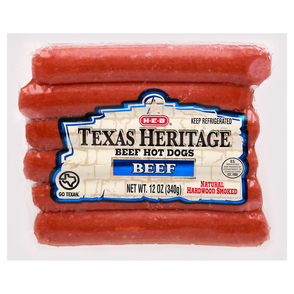 Calories in H-E-B Texas Heritage Original Beef Hot Dogs, 6 ct