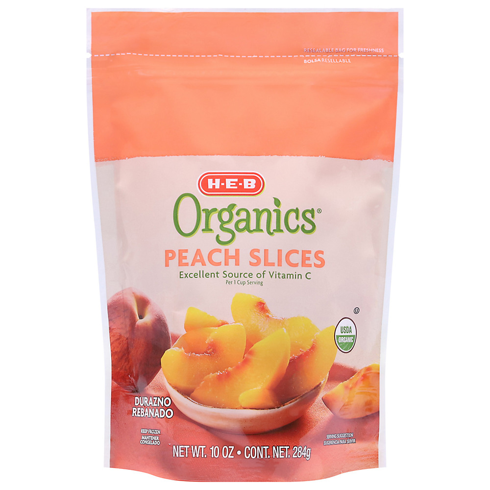 Calories in H-E-B Organics Frozen Peach Slices, 10 oz
