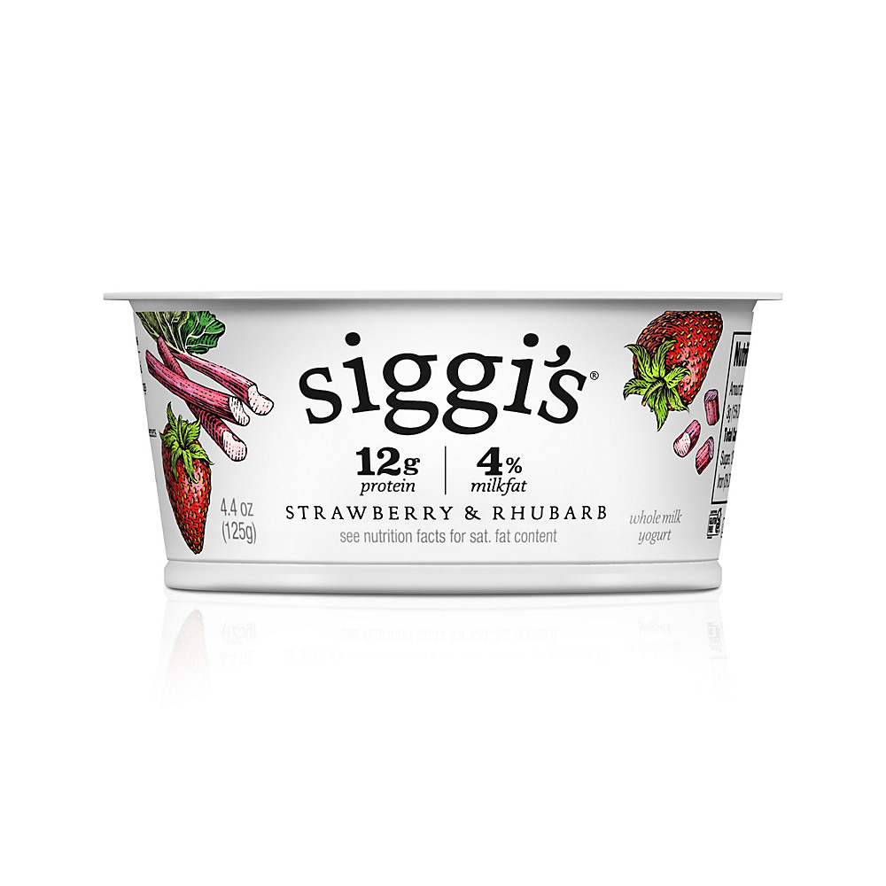 Calories in Siggi's 4% Strained Whole Milk Skyr Strawberry & Rhubarb Yogurt, 4.4 oz