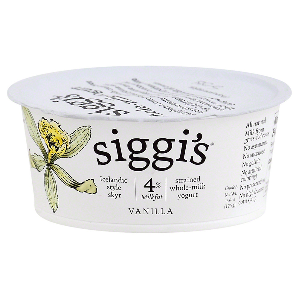Calories in Siggi's Vanilla Skyr Icelandic Strained Whole Milk Yogurt, 4.4 oz
