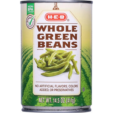 H-E-B Whole Green Beans, 14.5 oz