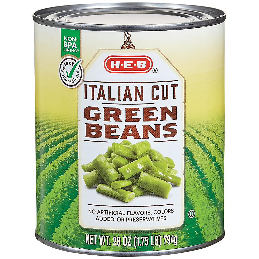 Calories in H-E-B Select Ingredients Italian Cut Green Beans, 28 oz