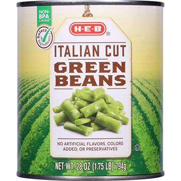 H-E-B Italian Cut Green Beans, 28 oz