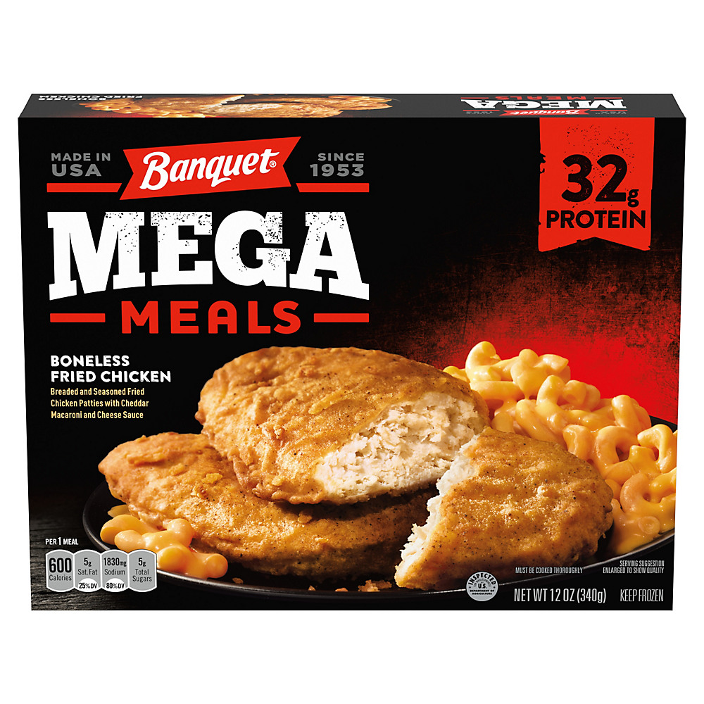 Calories in Banquet Mega Meal Boneless Fried Chicken, 12 oz