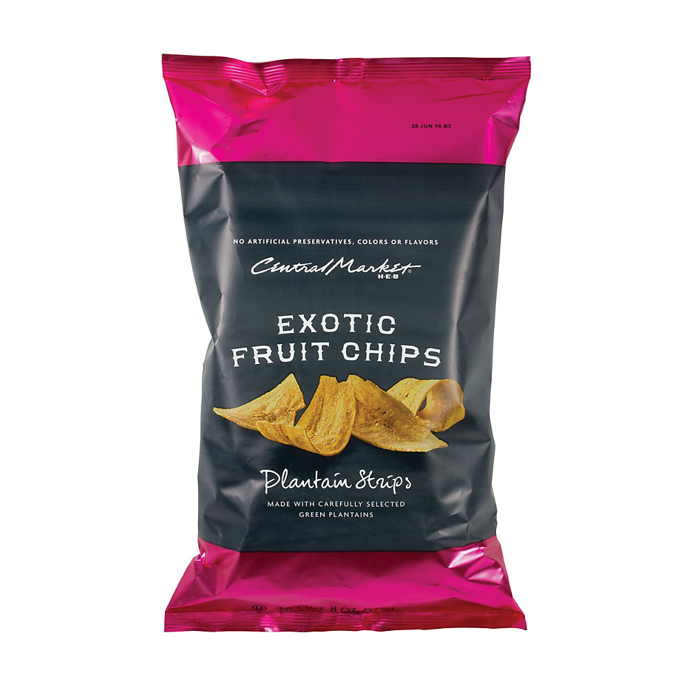 Calories in Central Market Plantain Strips Exotic Fruit Chips, 8 oz