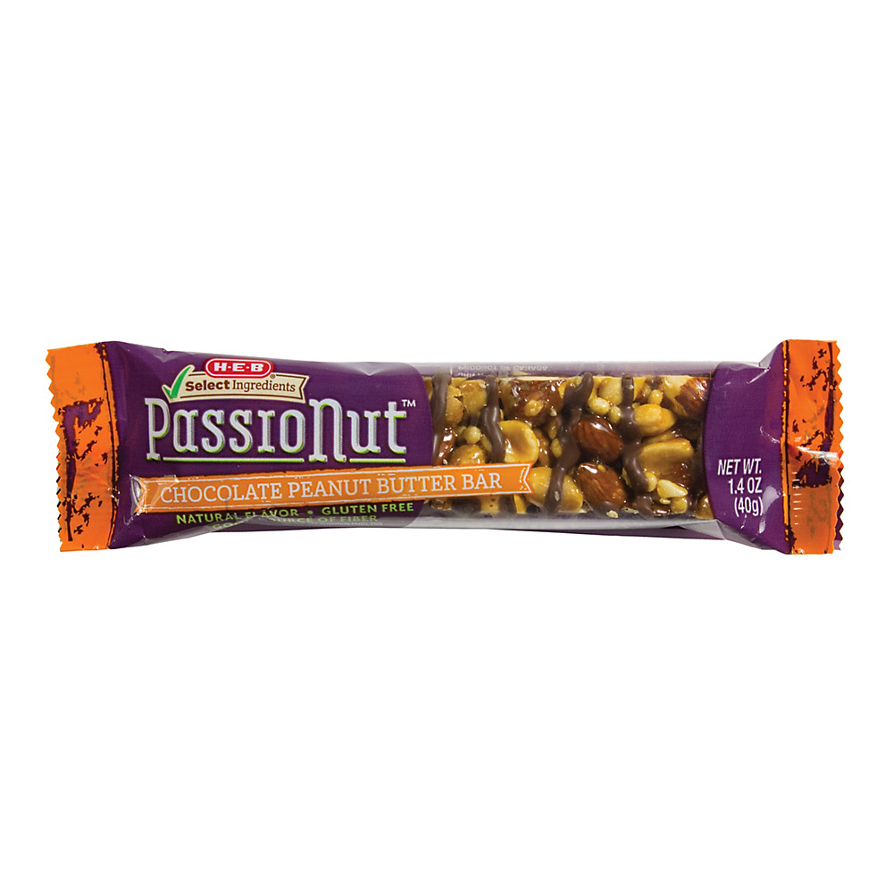 Calories in H-E-B Select Ingredients Passionut Chocolate Peanut Butter Bar, 1.4 oz