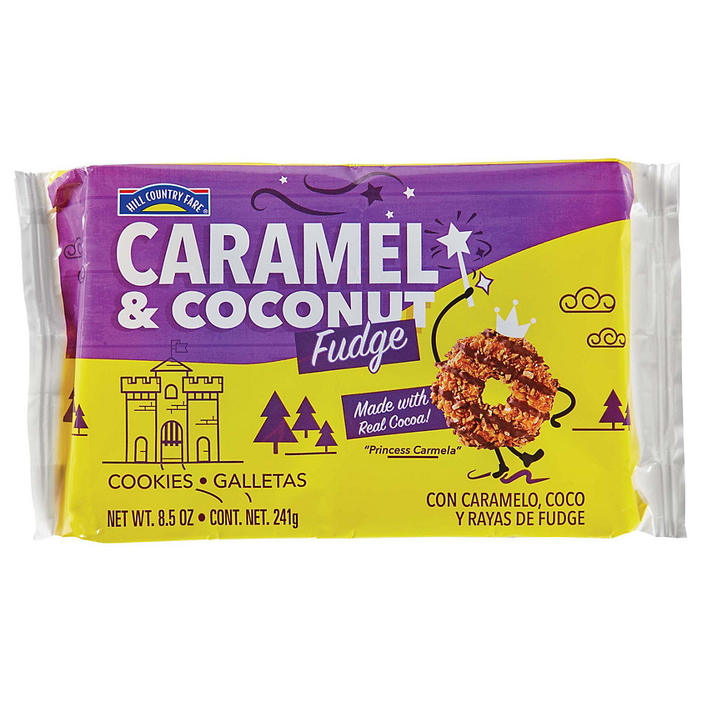 Calories in Hill Country Fare Caramel & Coconut Fudge Cookies, 8.5 oz